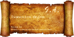 Ivancsics Anina névjegykártya
